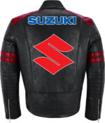 Black Red Suzuki Motorcycle Racing Leather Jacket