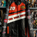 Black Red Tony Stewart NASCAR Leather Jacket