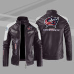 Columbus Blue Block Maroon White NHL Leather Jacket