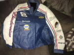 Dale Earnhardt Jr Blue White Bud Nascar Leather Jacket