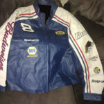 Dale Earnhardt Jr Blue White Bud Nascar Leather Jacket
