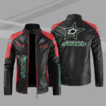 Dallas Stars Block Red Black NHL Leather Jacket