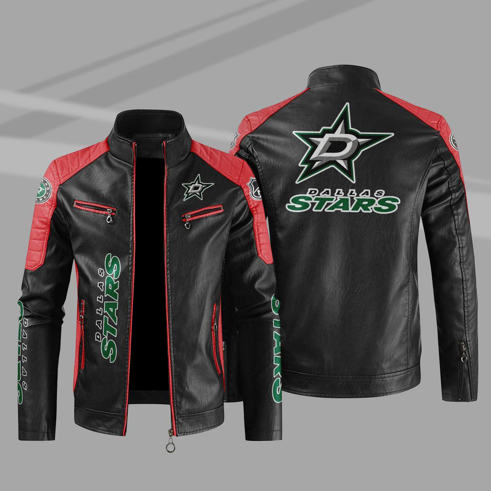 Dallas Stars Block Red Black NHL Leather Jacket Dallas Stars Block Red Black NHL Leather Jacket