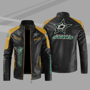Dallas Stars Block Yellow Black NHL Leather Jacket