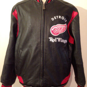 NHL Detroit Red Wings Style 8 Logo Black And Brown Leather Jacket Men Women  - Freedomdesign