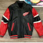 Detroit Red Wings Zip Vintage Leather Jacket