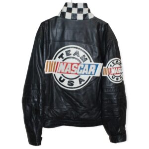 NASCAR Team USA Black Racing Leather Jacket