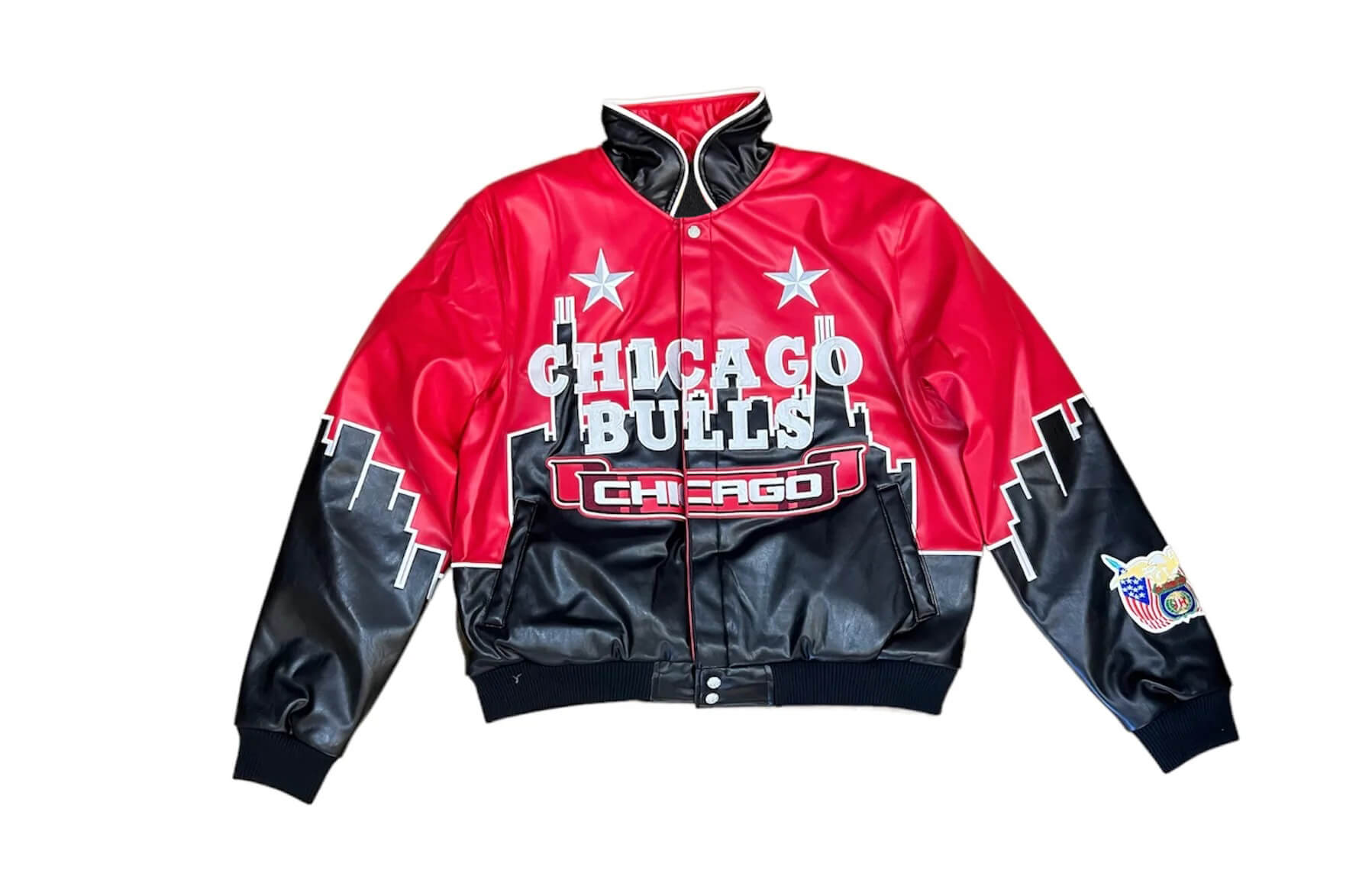 Maker of Jacket NBA Teams Jackets Chicago Bulls Spellout Jeff Hamilton Leather