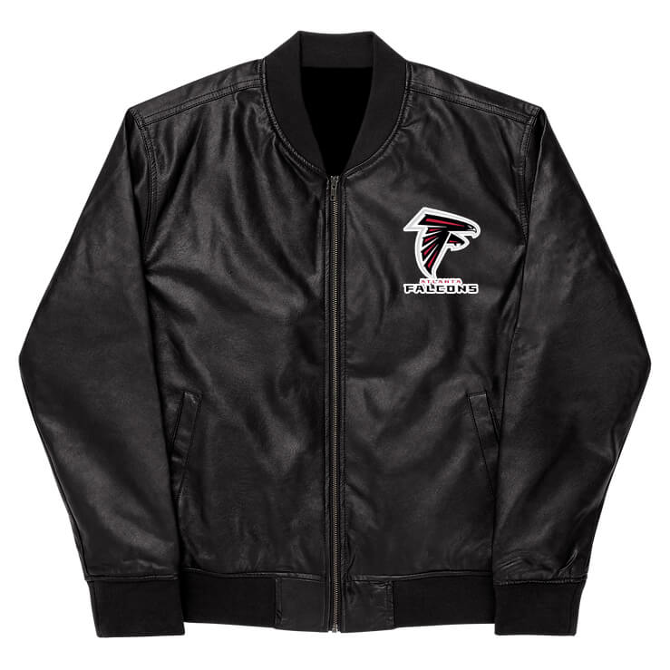 NFL Atlanta Falcons Black Leather Varsity Jacket (1) NFL Atlanta Falcons Black Leather Varsity Jacket