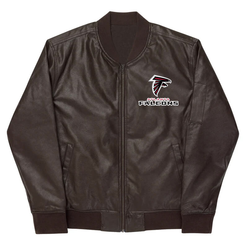 NFL Atlanta Falcons Brown Leather Varsity Jacket (1) NFL Atlanta Falcons Brown Leather Varsity Jacket