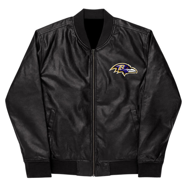 NFL Baltimore Ravens Black Leather Varsity Jacket (1) NFL Baltimore Ravens Black Leather Varsity Jacket