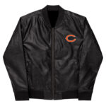 NFL Chicago Bears Black Leather Varsity Jacket
