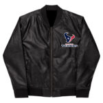 NFL Houston Texans Black Leather Varsity Jacket