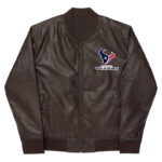 NFL Houston Texans Brown Leather Varsity Jacket