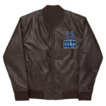 NFL Indianapolis Colts Brown Leather Varsity Jacket