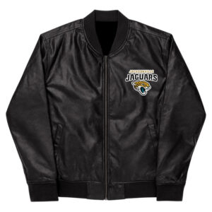 NFL Jacksonville Jaguars Black Leather Varsity Jacket
