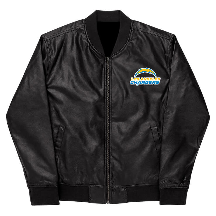 NFL Los Angeles Chargers Black Leather Varsity Jacket (1) NFL Los Angeles Chargers Black Leather Varsity Jacket