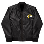 NFL Los Angeles Rams Black Leather Varsity Jacket