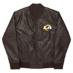 NFL Los Angeles Rams Brown Leather Varsity Jacket