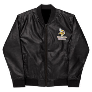 NFL Minnesota Vikings Black Leather Varsity Jacket
