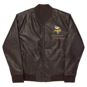 NFL Minnesota Vikings Brown Leather Varsity Jacket