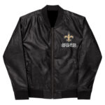 NFL New Orleans Saints Black Leather Varsity Jacket