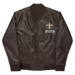 NFL New Orleans Saints Brown Leather Varsity Jacket