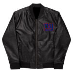 NFL New York Giants Black Leather Varsity Jacket