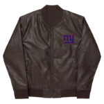 NFL New York Giants Brown Leather Varsity Jacket