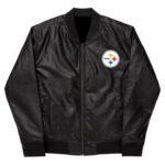 NFL Pittsburgh Steelers Black Leather Varsity Jacket