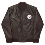 NFL Pittsburgh Steelers Brown Leather Varsity Jacket