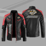 Nashville Predators Block Red Black Leather Jacket