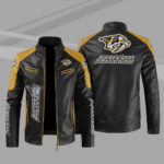 Nashville Predators Block Yellow Black Leather Jacket