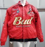 Red Dale Earnhardt Jr Bud Nascar Leather Jacket