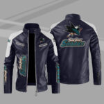 San Jose Sharks Block Blue White Leather Jacket