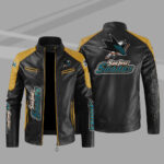 San Jose Sharks Block Yellow Black NHL Leather Jacket