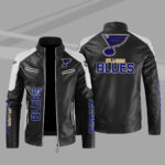 St Louis Blues Block White Black NHL Leather Jacket