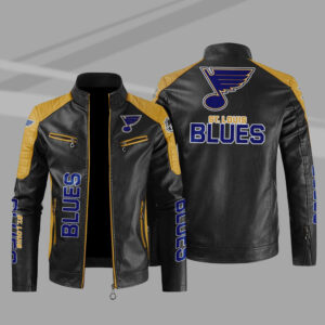 St Louis Blues Block Yellow Black NHL Leather Jacket