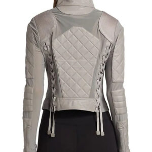 Suede Mesh Moto Gray Women's Jacket
