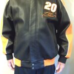 Tony Stewart 20 Black Orange Leather Jacket