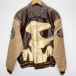 Vtg Looney Tunes Daffy Duck Leather Jacket