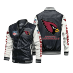 Arizona Cardinals Black WhArizona Cardinals Black White Bomber Leather Jacketite Bomber Leather Jacket