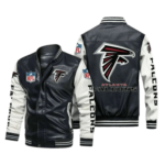 Atlanta Falcons Black White Bomber Leather Jacket