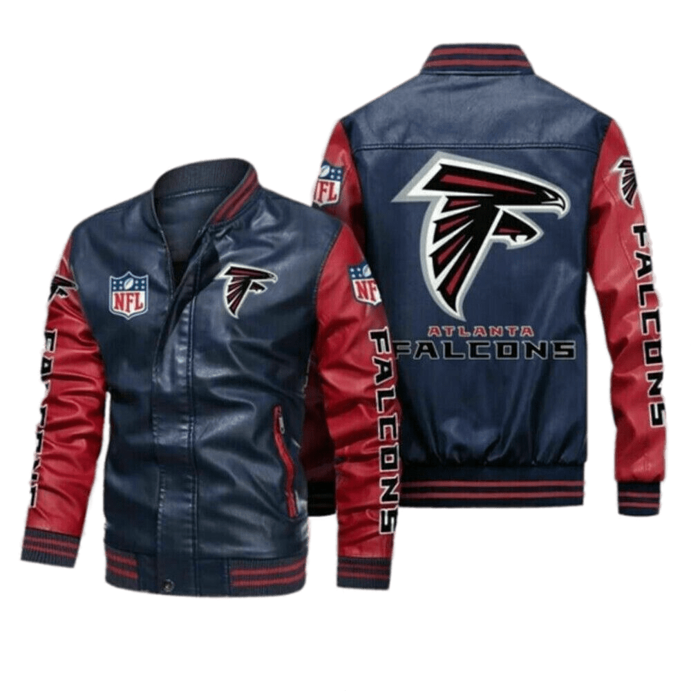 Atlanta Falcons Navy Red Bomber Leather Jacket Atlanta Falcons Navy Red Bomber Leather Jacket