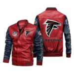 Atlanta Falcons Red Navy Bomber Leather Jacket