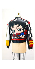 Betty Boop Race Car Multi Leather Jacket