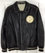 Black Cream Pittsburgh Steelers Leather Jacket
