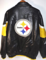 Black NFL Pittsburgh Steelers Football Leather Jacket