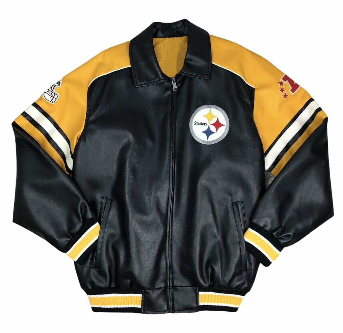 Black Yellow Pittsburgh Steelers NFL Team Leather Jacket