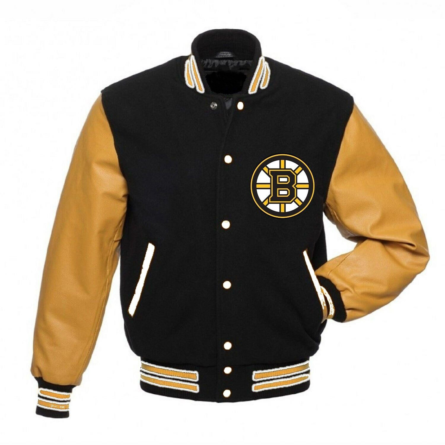 Boston Bruins Black Gold Varsity Jacket (1) Boston Bruins Black Gold Varsity Jacket